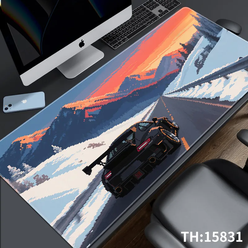 High Definition Printed Sports Car Leather Mouse Pad Oversized Animation Two-dimensional Car Boys Pixel Style Gaming Keyboard