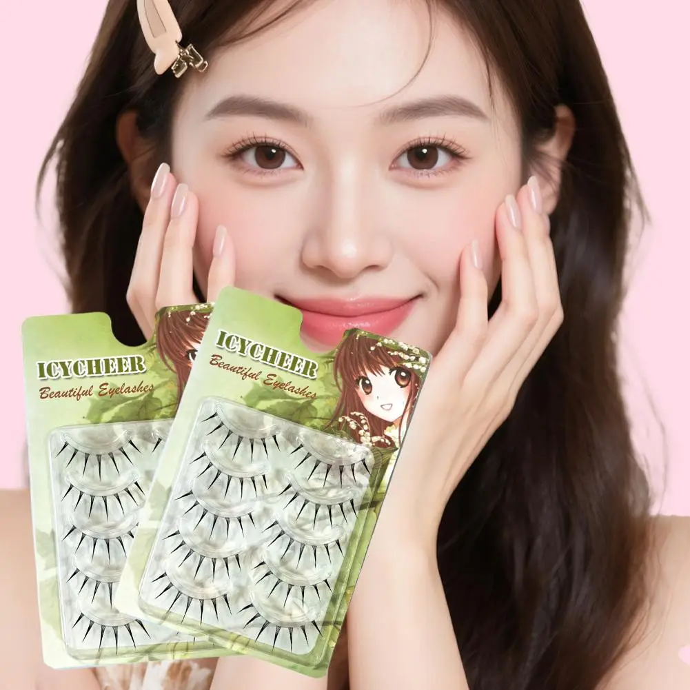 Teufels dicke falsche Wimpern im japanischen Stil mit transparenten natürlichen Wimpern im Cartoon-Stil, Kamera falsch im Look, Stiele Th K7V7