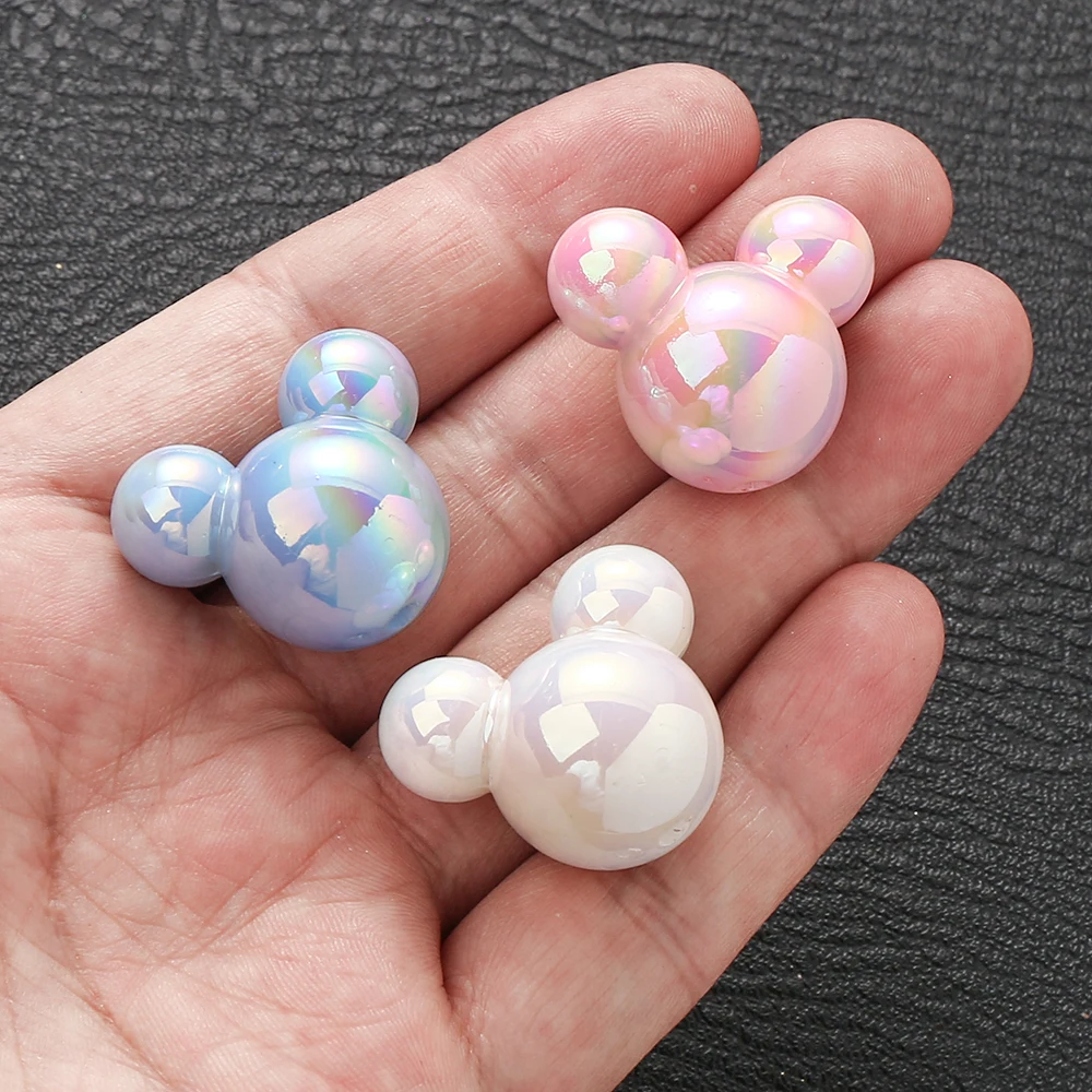 5Pcs/lot Cartoon Mouse Acrylic Beads Shiny Colorful Loose Spacer Beads For DIY Jewelry Making Bracelet Necklace Accessories