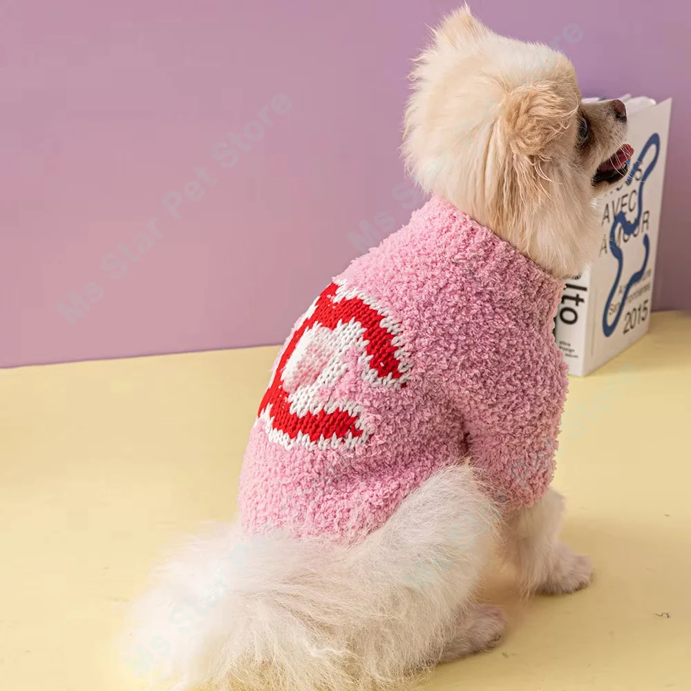 New Pet Plush Sweater Pet Diamond Plaid Sweater Little Dog Senior Clothing Autumn and Winter Dog Coat Dog Clothes for Small Dogs