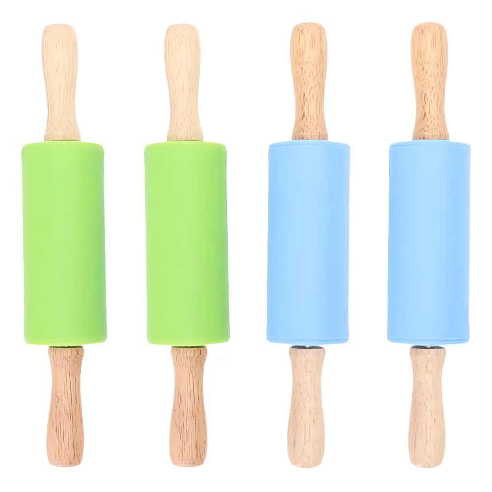 

4 Pcs Children Rolling Pin Baking Roller Cookie Dough Tool Food Grade Safe Practical Pasta Pastry Pizza Kitchen
