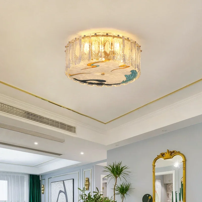 2021 new light luxury crystal master bedroom ceiling lamp  postmodern simple living room lamp enamel creative lamp