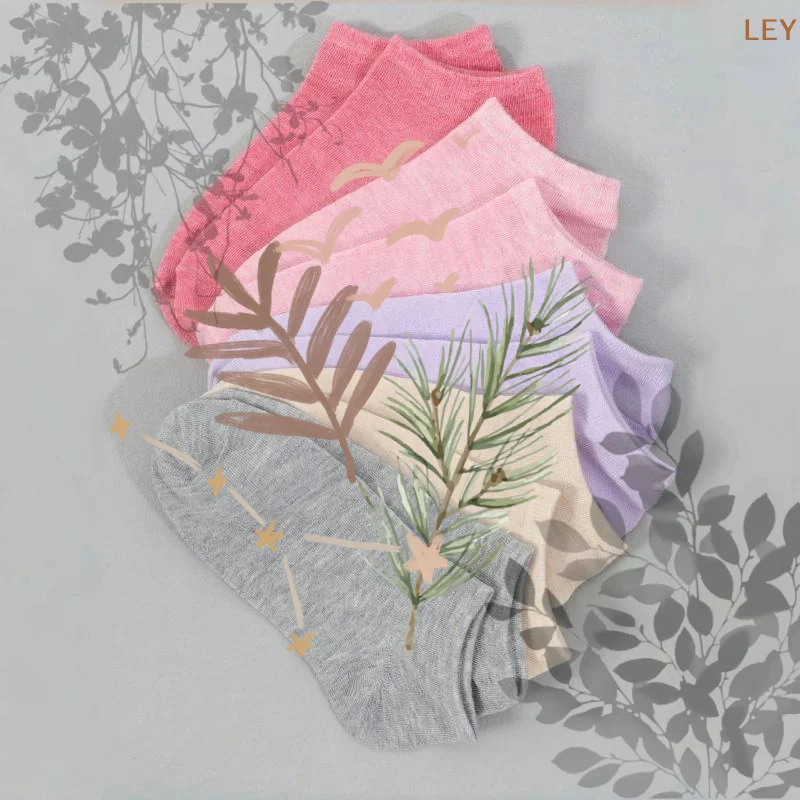 5/10 Pairs Women Men Family: Matching Short Socks Color Series European American Trends Mid-calf