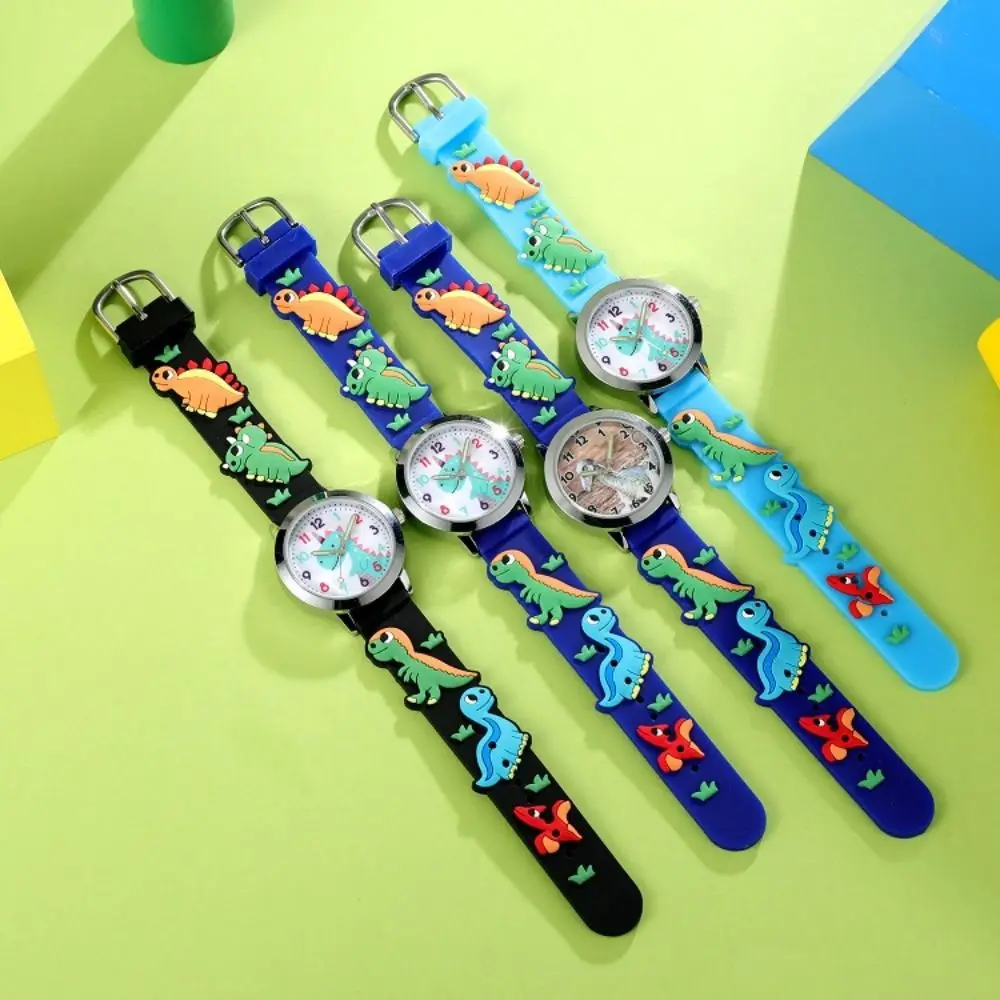 Creative PU Watchband Dinosaur Wristwatch Cartoon Casual Wrist Watch Cute Round Quartz Watch