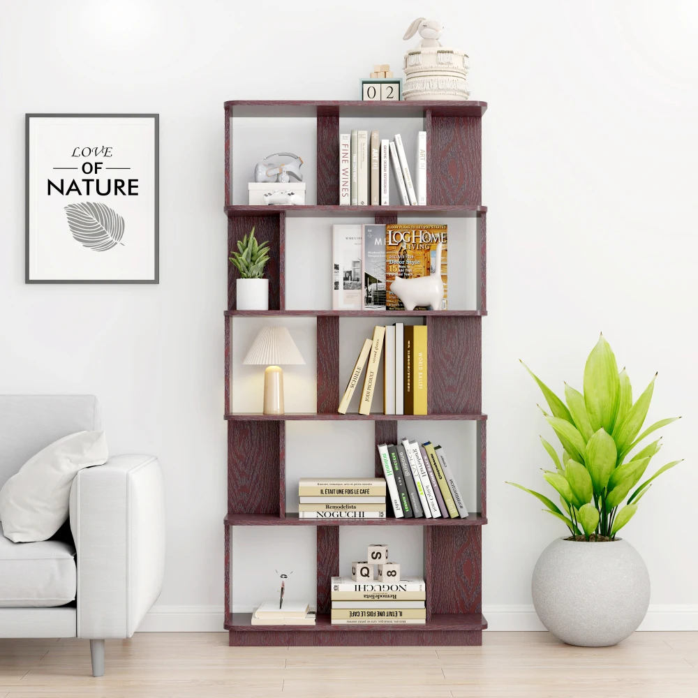 

31.5"L x64.56"H 5-Tier Open MDF Wood Bookshelf: Free Combination Storage for Home Office Living Room Decor