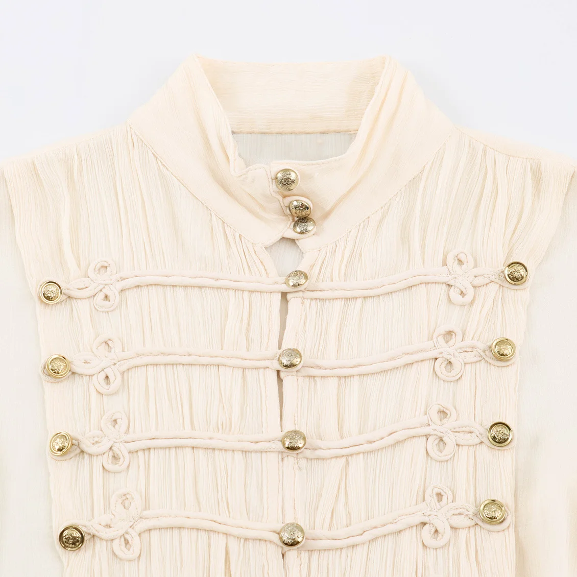 Romantic Style Shirt KASLEAD New Women's Fashion High-End Rope Knot Buckle Loose Fit Long Sleeve Polyester Fiber Breathable