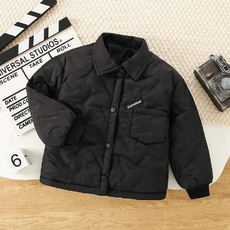 خريف شتاء جديد بنين بنات سترة الصلبة بطانة أفخم سميكة الدافئة التلبيب واحدة الصدر معطف ل 2-12Y في سن المراهقة الاطفال القطن أبلى #5