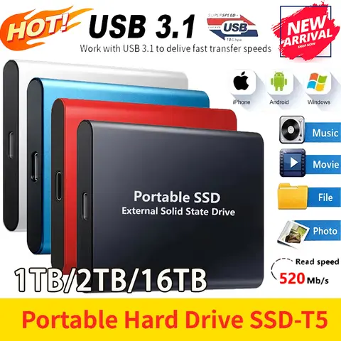 Original Hard Drive 2TB Portable SSD High Speed External Hard Drive 128TB USB3.1 Type-C Solid State Disk for Laptop/Phone/MAC