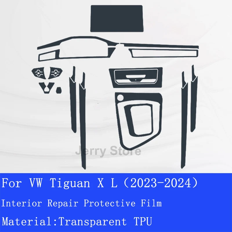 ل VW Tiguan XL (2023-2024) سيارة الداخلية مركز وحدة التحكم شفافة بولي TPU طبقة رقيقة واقية المضادة للخدش إصلاح ملصقات السيارات