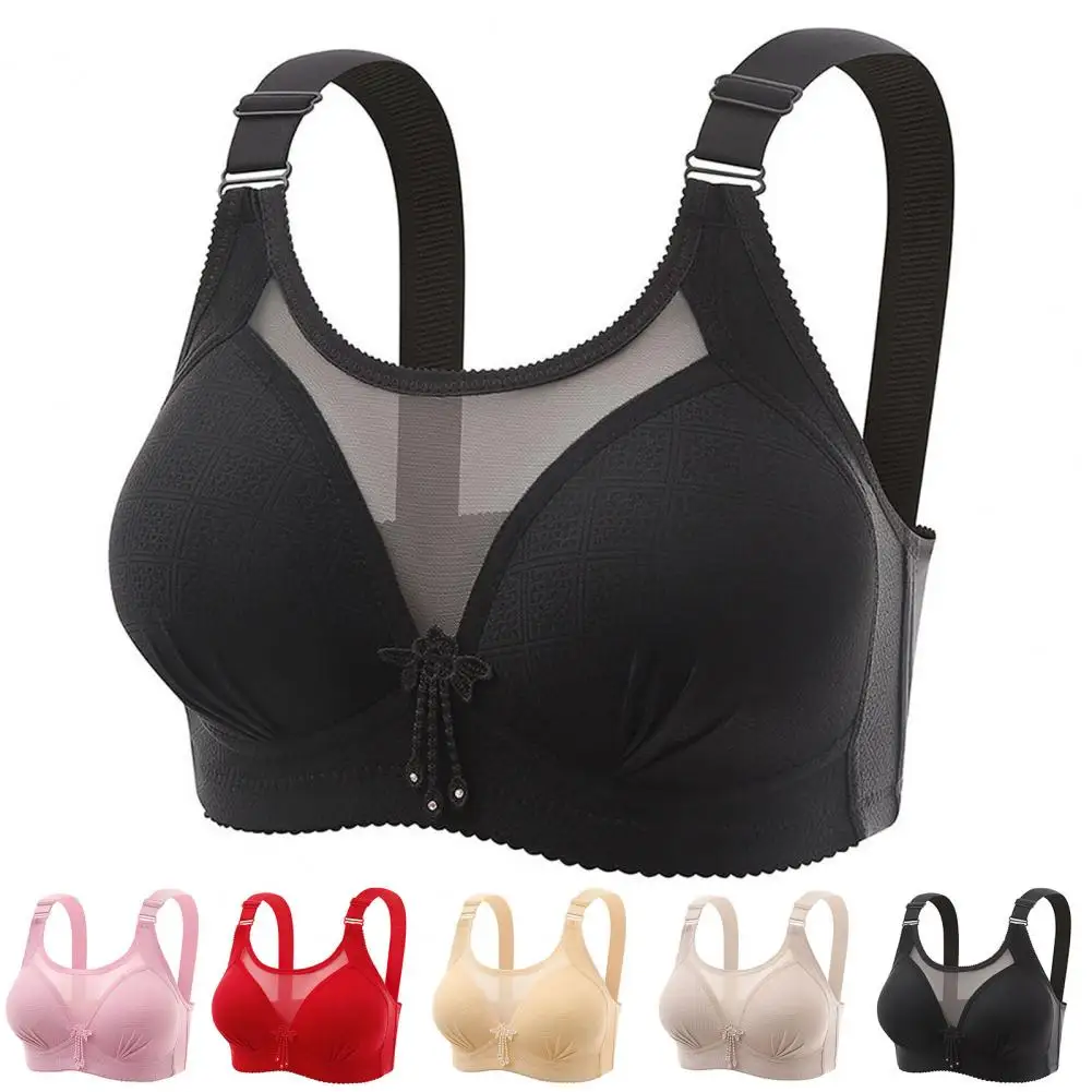 

Mid-aged Women Bra Adjustable Shoulder Strap Plus Size Underwear Shockproof Push-up Grendmother Sport Daily Lady Bra Brassiere