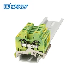 5Pcs 281-107 Spring Cage Mount Ground Earth Protect 2-Conductor 281 107 Plug 4 mm² Clamp Wire Connector DIN Rail Terminal Block