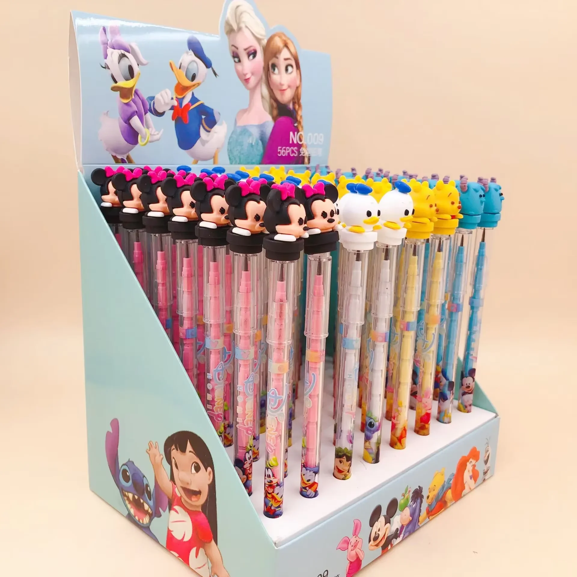 Disney Cartoon Pencil Silicone Bullet 56pcs Box Of Cut-free Drawing Pencil Student Writing Gift Stationery School Supplies