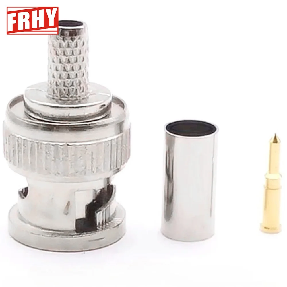 10PCS BNC Male Crimp Connectors for CCTV/Security Systems - Compatible with RG58/RG59/RG6 Coaxial Cables - Wholesale Pack