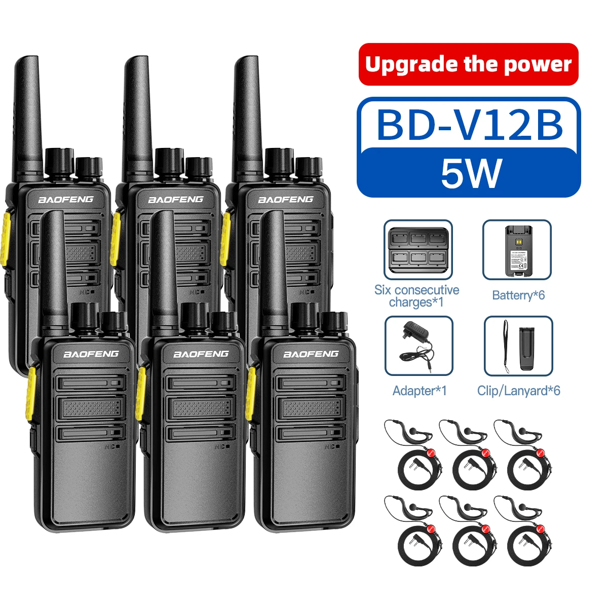 6 stks Baofeng GMSK Digitale Walkie Talkie BD-V12B UHF Gecodeerde Oproep Ruisonderdrukking HD Draadloze Kopieerfrequentie Radio BF-888S Upgr