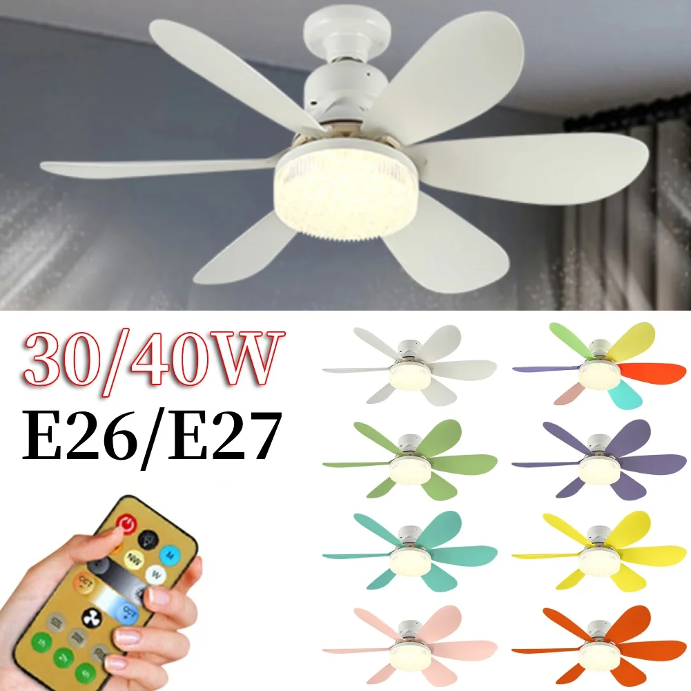 

2 in 1 Modern Ceiling Fan with Light 30/40W Cooler Lamp Detachable Fan Leaf with Remote/ Wall Switch AC85V-265V Chandelier Fan