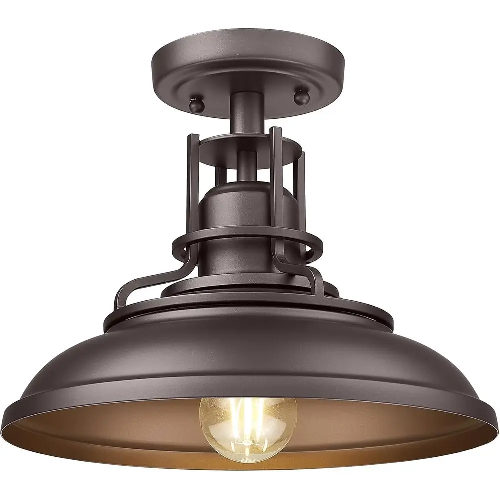 

12 Semi-Flush Mount Ceiling Light, Oil Rubbed Bronze Finish, Suitable for Outdoor, Hallway, Porch, Laundry
