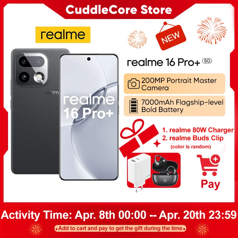 realme 16 Pro Plus 5G Smartphone Global Version Snapdragon 7 Gen 4 200MP Camera 7000mAh Battery 6.8'' AMOLED 144Hz Curved Screen