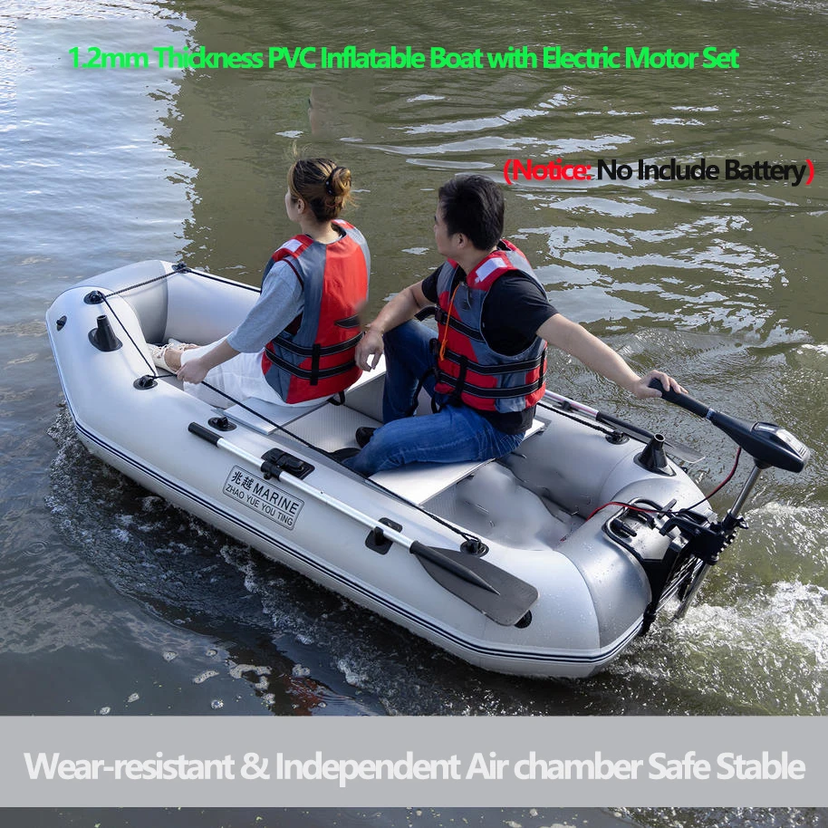 

Серая надувная лодка толщиной 1,2 мм с электродвигателем для речных озер, рыболовная платформа Luya, износостойкая, для отдыха, гребли на каноэ