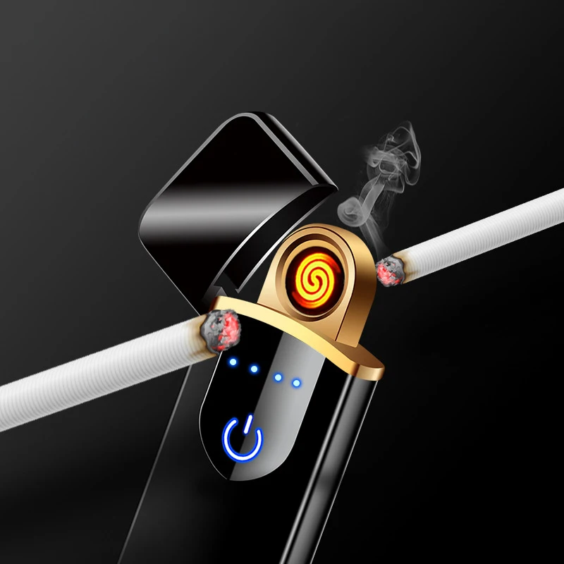 2025New USB Electric Lighters Windproof USB Rechargeable Touch Windproof Cigarette Accessories Electric Lighter Portable 전자 라이터