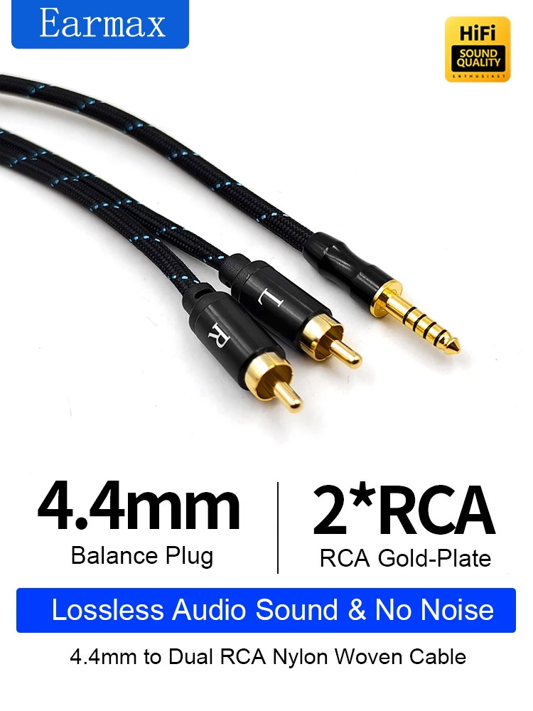 Zbalansowany kabel 4,4 mm do 2RCA dla zbalansowanego odtwarzacza Konsola miksująca audio Wzmacniacz Kabel HIFI Pojedynczy kryształ Miedź w nylonowym oplocie — zdjęcie produktu 7