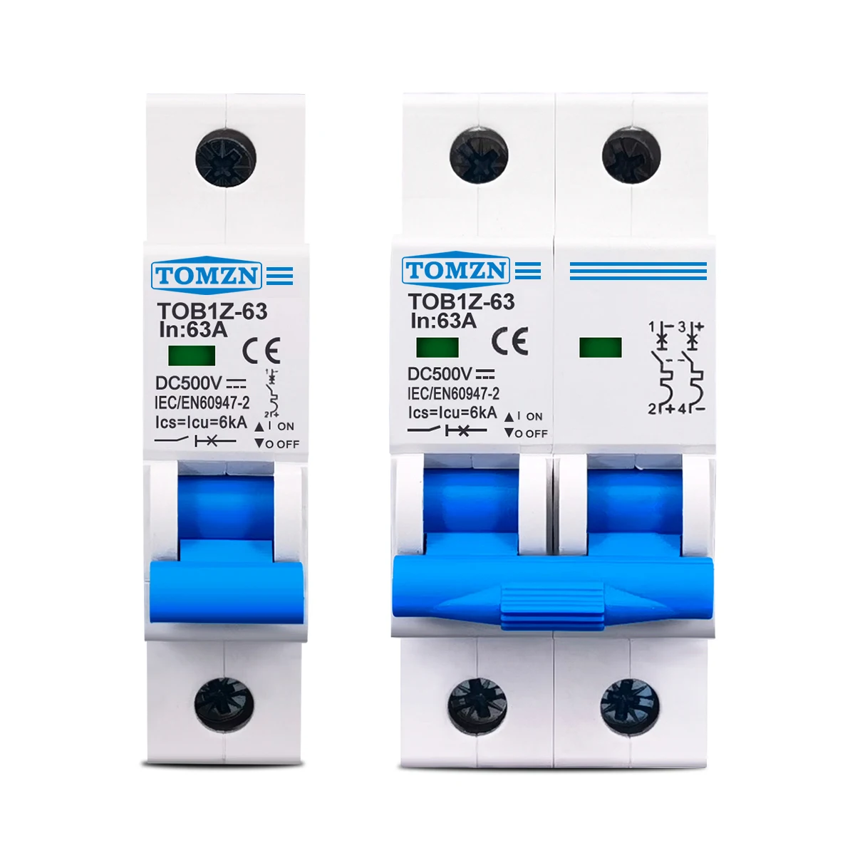 TOMZN 1P 2P DC MCB 6KA 500V Mini Circuit Breaker 3A 6A 10A 16A 20A 25A 32A 40A 50A 63A Y Connection image 5