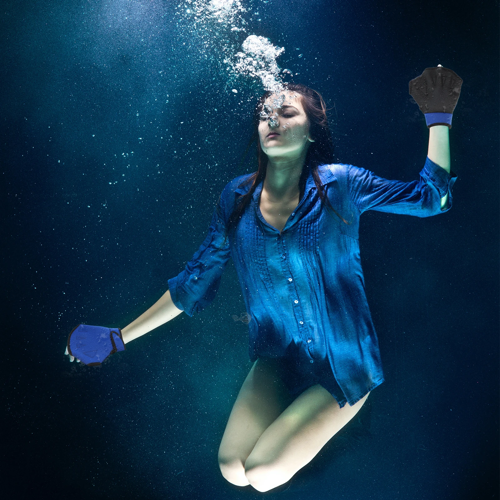 

1Pair Swim Hand Protector Nylon Swim Gloves Adjustable Fit for Swimming Training Water Sports Swimming Equipment