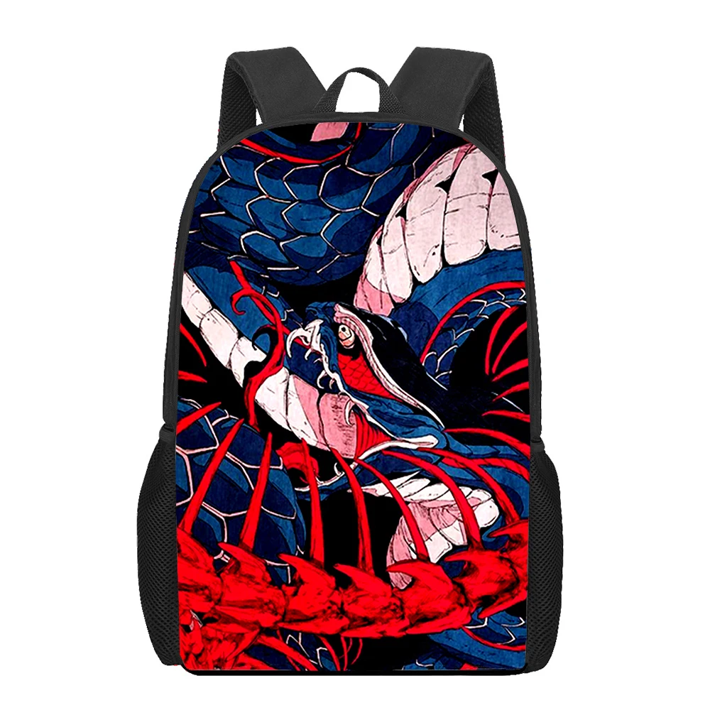 Mochila escolar con estampado de serpiente y pintura artística para adolescentes, niñas, niños, mochila para niños, bolsas de libros para estudiantes, bolso de viaje informal diario