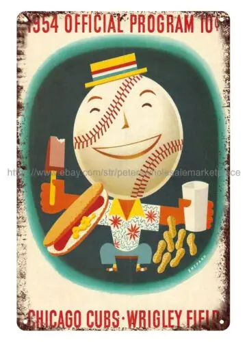 old  tin signs 1954 baseball program   metal tin sign