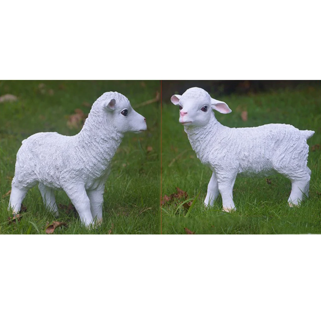 

Реалистичные статуэтки овец из смолы, фигурки животных для сада, лесной декор для дома, украшение для улицы и двора