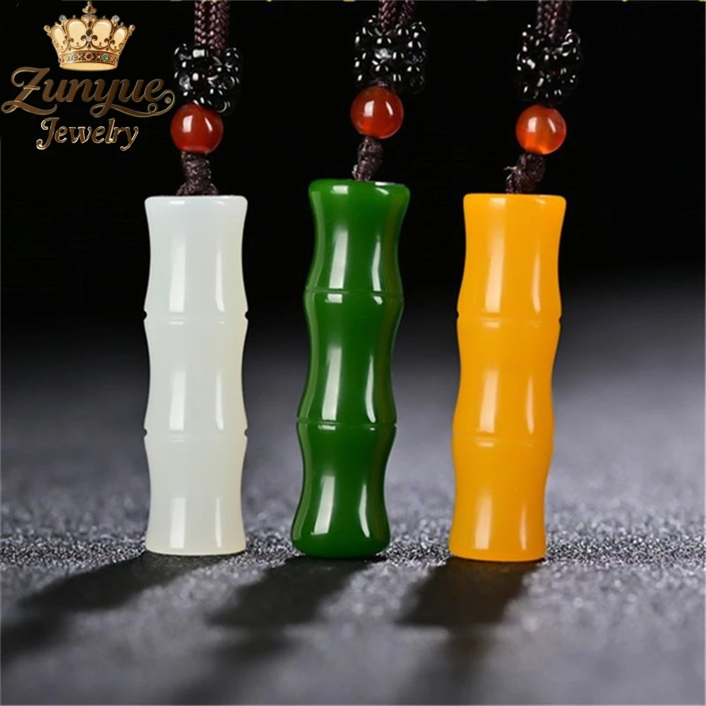 

Натуральный нефрит Хэтянь, трехмерный бамбуковый кулон, роскошные качественные ювелирные изделия, модные ювелирные изделия, подвески, изысканный элегантный подарок