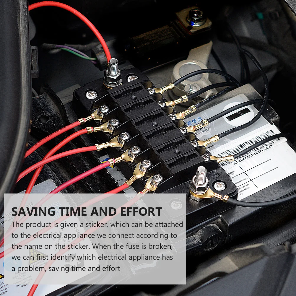 

Car Plastic Fuse Box 6 Ways Flame Retardant Fuse Holder Double Nickel Plated Copper Clips Stainless Steel Fasteners