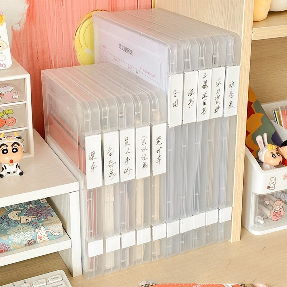 Letter Storage Box, Transparent Double Buckle Plastic Archive Box, Waterproof And Dustproof, Document Information Sorting