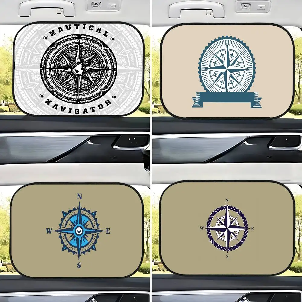 

Nautical C-Compass Logo Side Window Sun Shade For Car Curtains Anti-Glare Car Sun Protection Cover 99.9% UVR Blocking