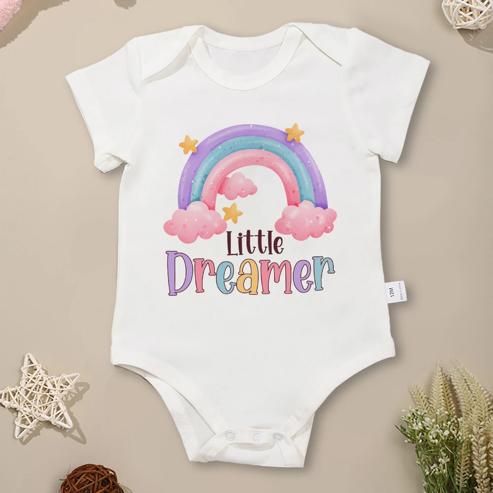 

Little Dreamer Sweet Cute Baby Girl Clothes Beautiful Print Fashion Newborn Bodysuit Cotton Summer Comfy Fabric Infant Onesie