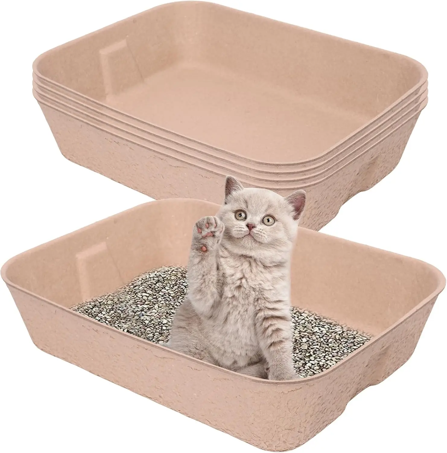 

5-пакет одноразового ящика для кошачьего туалета, ящик для путешествий, экологически чистая 100% переработанная бумага