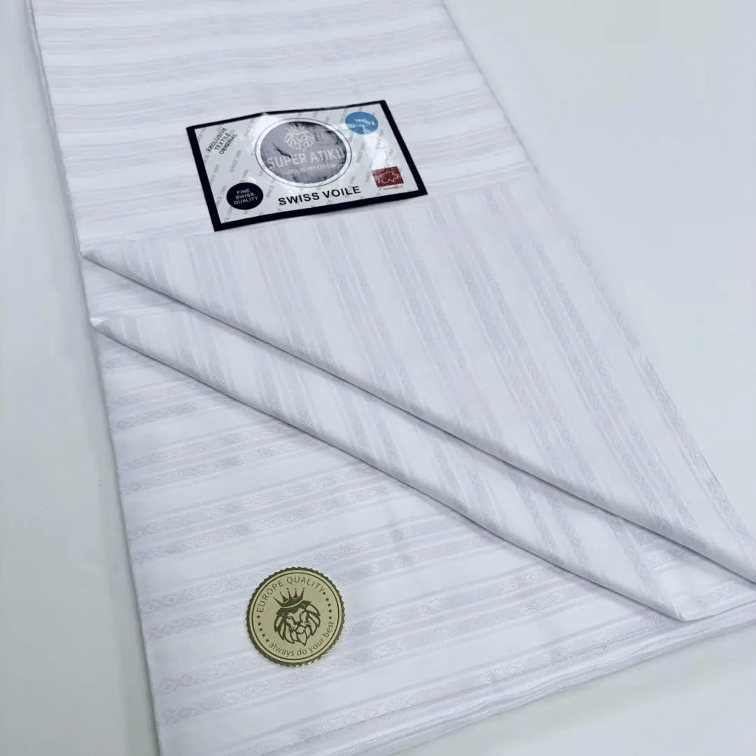 5 ياردة مادة Atiku مع شريط 100% قطن جودة عالية لينة الأفريقي Atiku النسيج السويسري الفوال القطن للرجال القماش M13-1