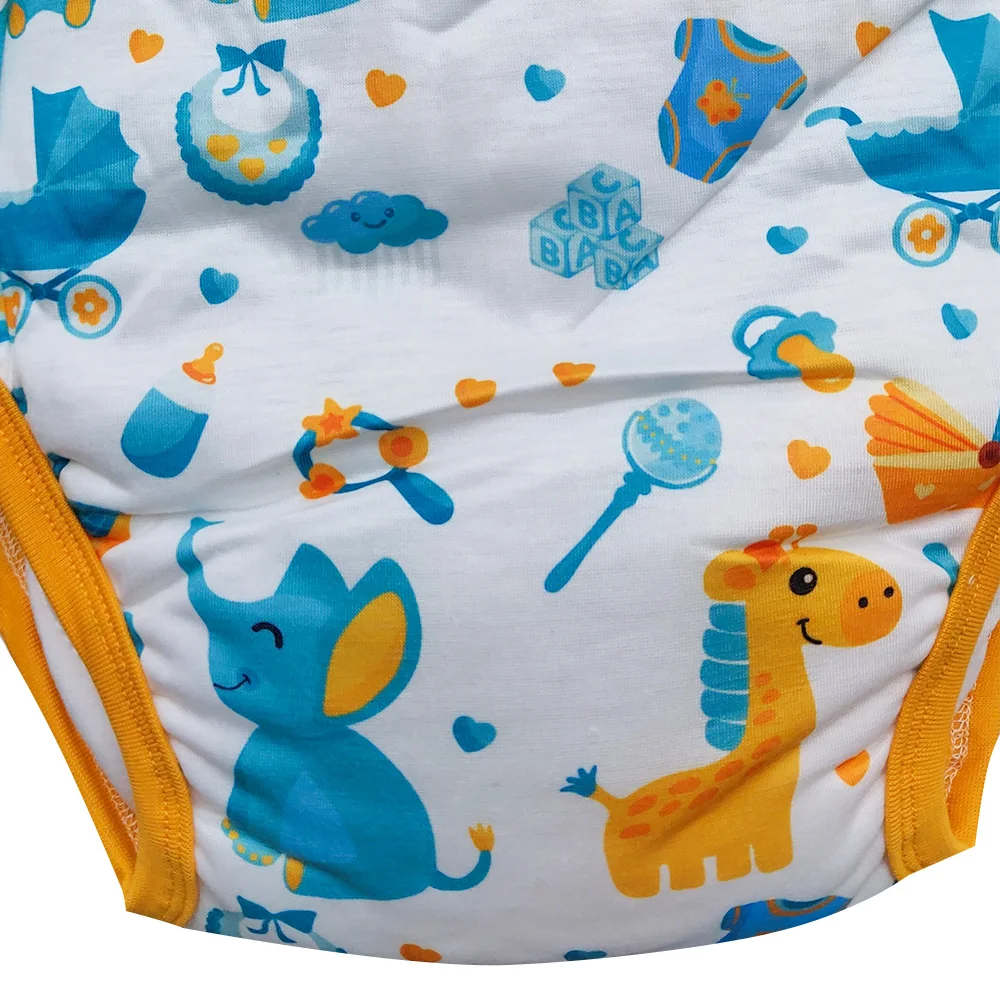 Waterproof Cotton Adult Baby Training PantsGiraffe Elephant Print Reusable Infant Shorts Underweaer Cloth Diapers Panties Nappy