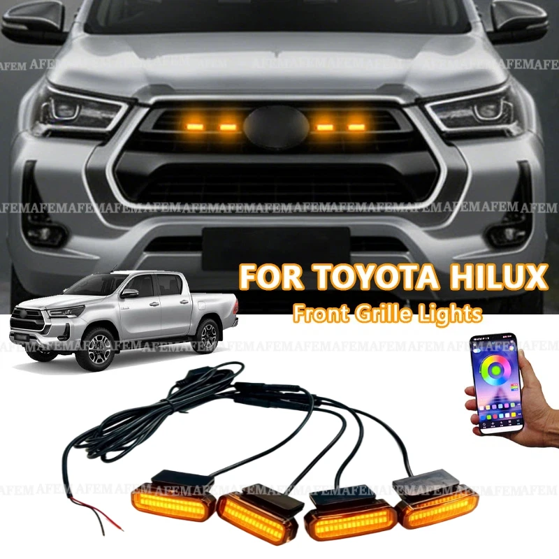 FOR TOYOTA HILUX LED Car Lights Front Grille LED Light Safety Warning Light Harness  Car Accessories LED Signal Lamps