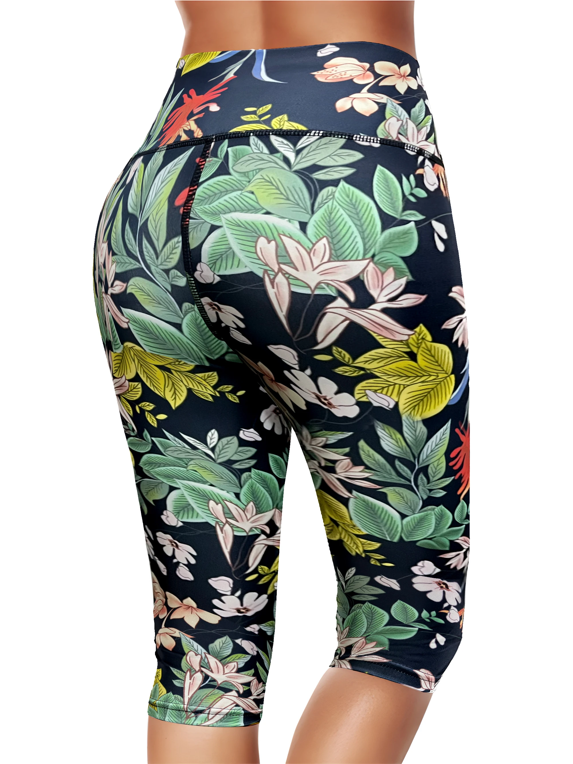 Floral Printing Yoga Base Pants Women's Fitness Running High Waist Hip Pants Running Sports Fitness Fast Dry Sports Pants