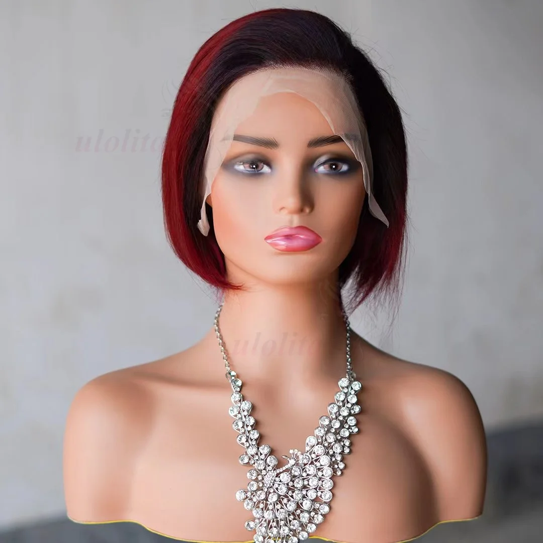 99JPixie Cut 13x4 Transparente Lace-Front-Perücken für Frauen, kurze Bob-Perücke, Inidan, vorgezupfte Lace-Frontal-Perücke aus Echthaar, 200 Dichte – Detail 24