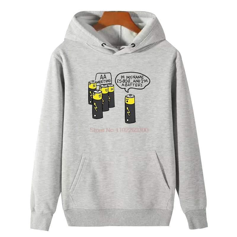 AA Battery Meeting Funny Graphic Hooded Sweatshirts Suitable For All Ages Winter Thick Sweater Hoodie Men's Winter Sweater