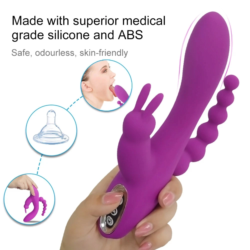 12 Speed Vibrator G Spot Triple Curve Rechargeable Dildo Vibrators Soft Silicone Clit Stimulator Anal Sex Toy for Women