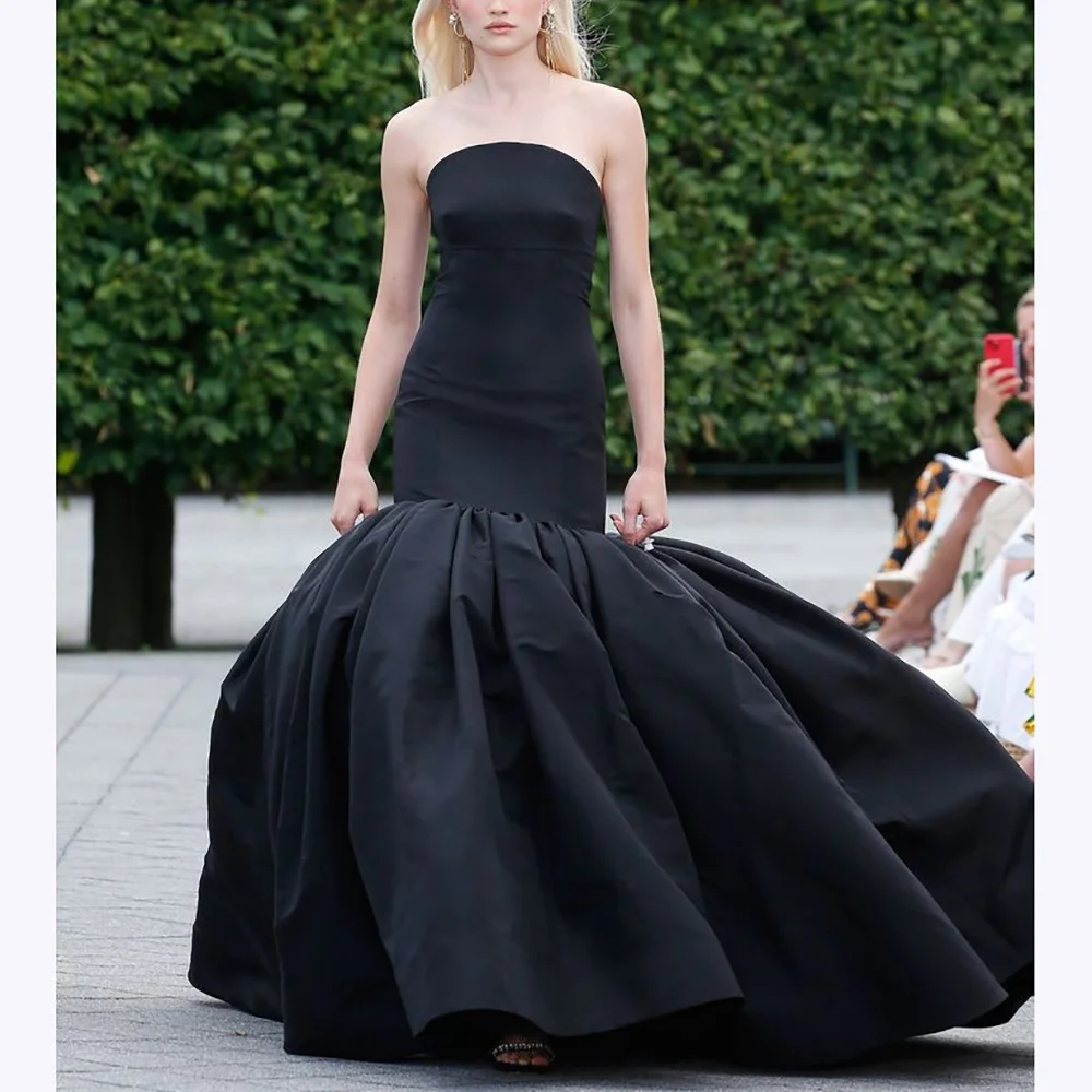 

Simple Black Prom Dresses 2025 Women Strapless Mermaid Party Gown Slim Floor Length Banquet Cocktail Dress Formal Evening