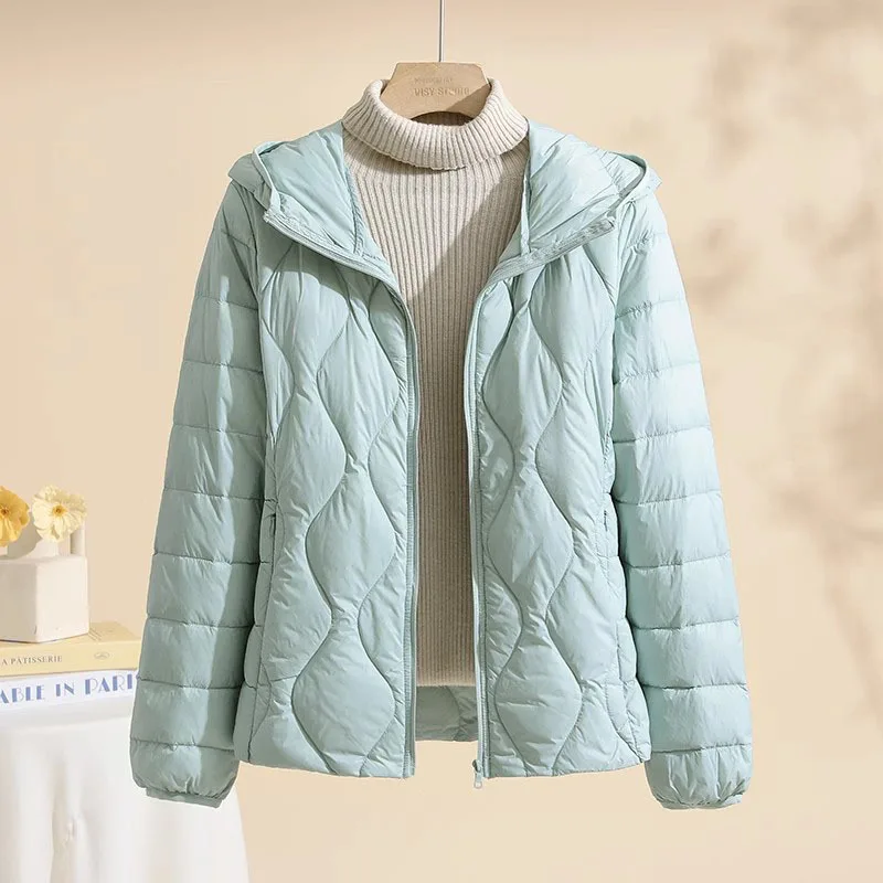 Nieuwe Plus Size Lichtgewicht Vrouwen Donsjack Capuchon Witte Eendendons Warme Dunne Jas Koreaanse Stijl Puffer Jas Vrouw JK-092