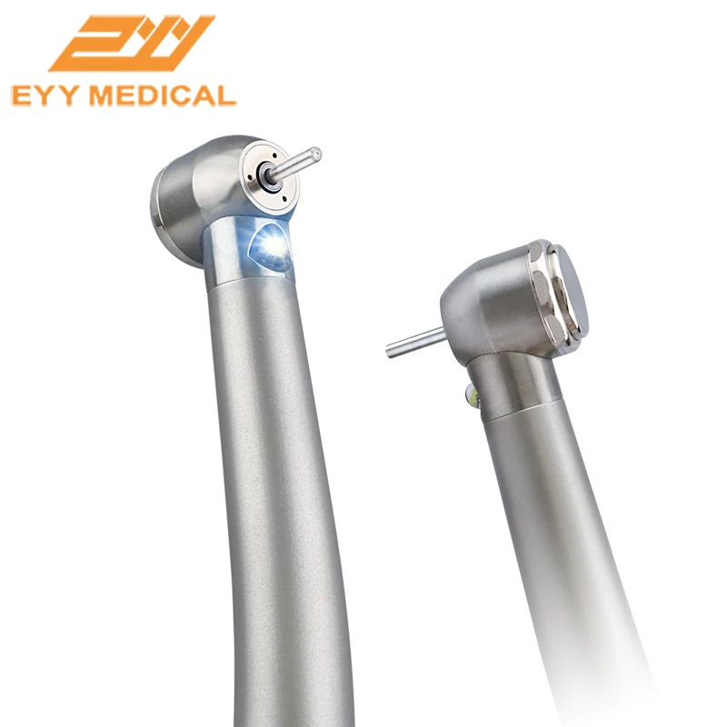 EYY Dental Drill High Speed Handpiece LED 2/4 Holes High Rotation Pen Air Turbine Pure Stainless Steel 3 Water Spray Dentistry