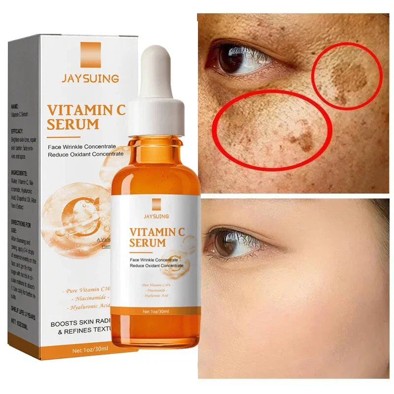 

Vitamin C Whitening Serum Face Freckles Dark Spots Fast Removal Fade Melanin Anti-Wrinkle Brightening Firming Smooth Skin Care