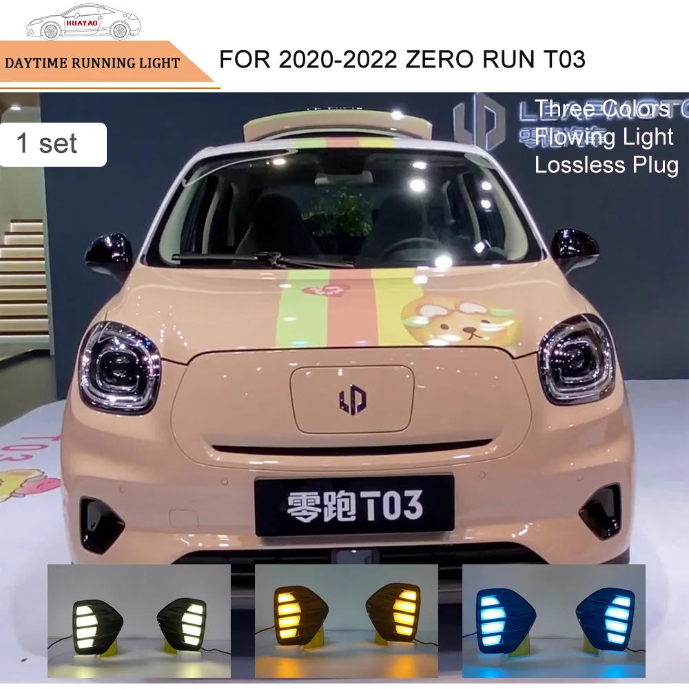 Lampada paraurti anteriore dell\'automobile luci di marcia diurna a LED fendinebbia per auto Streamer tricolore per 2020-2022 LEAPMOTOR T03