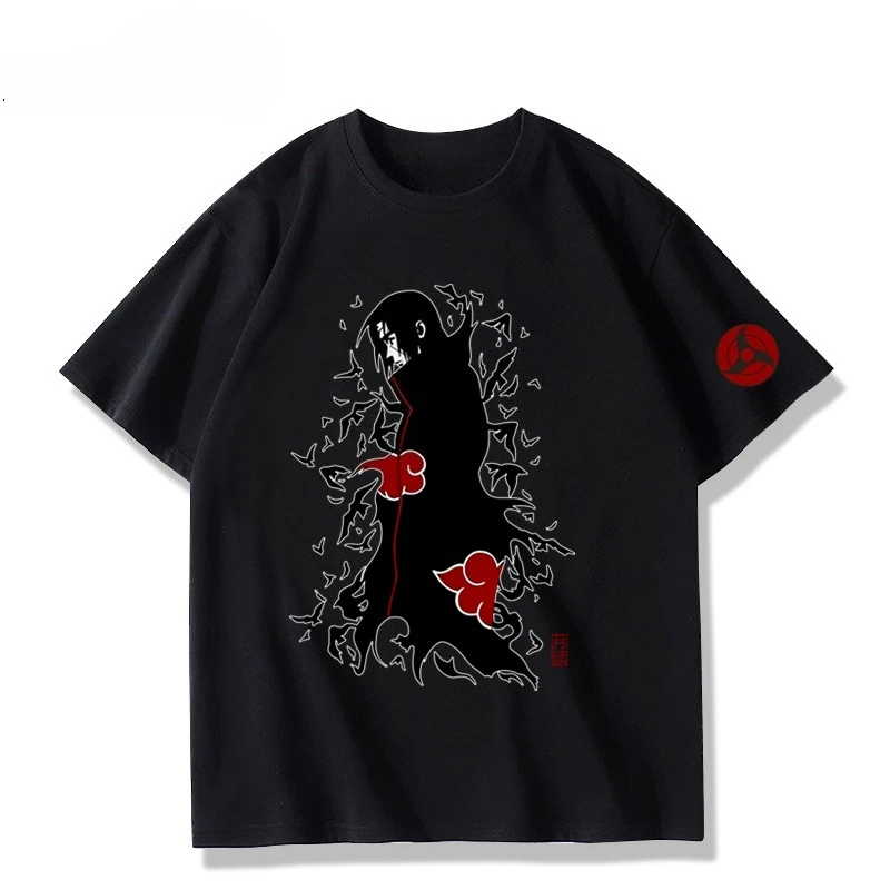

Naruto Shippūden Men's T-shirt Summer Short Sleeves Itachi Uchiha Tsukuyomi Printed Tops Streetwear Women Clothing Anime Costume