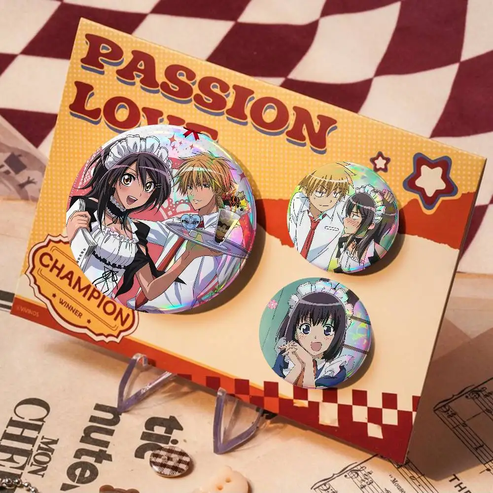 Anime Kaicho Wa Meido-sama For Badge Personalized Custom Laser Reflective Badge Hologram Metal Enamel Pin Brooch Souvenir Gift
