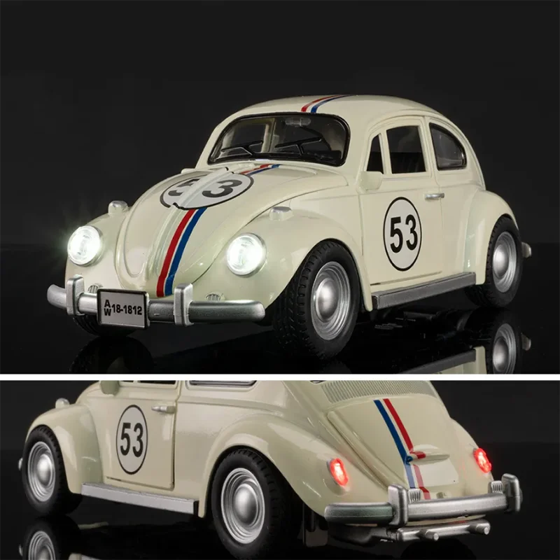1:18 Mini-Legierung Oldtimer Modell Diecast 1955, Käfer Spielzeug Metall Auto Sound und Licht zurückziehen Simulation Sammlung Geschenke Spielzeug